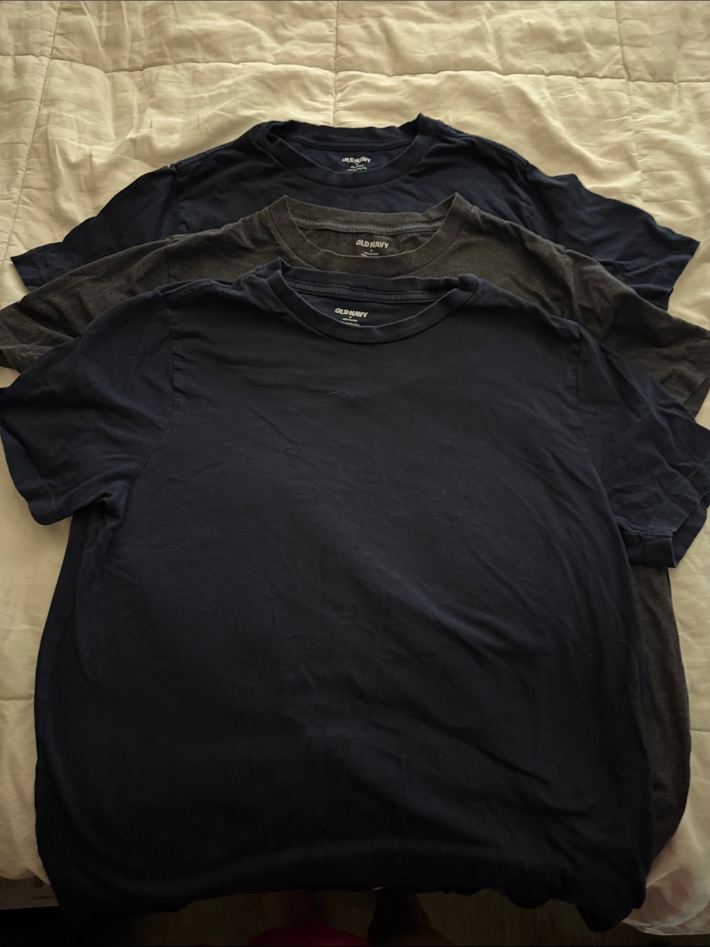 Old Navy Men's Short Sleeve Crew T-Shirts - Navy & Charcoal (3-Pack)